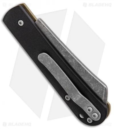 Serge Panchenko Custom Slip-Joint Cleaver Black/Green G-10 (2.6" Stonewash) - Image 3