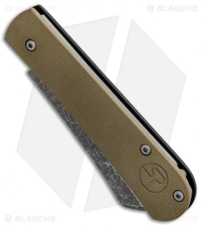 Serge Panchenko Custom Slip-Joint Cleaver Black/Green G-10 (2.6" Stonewash) - Image 2