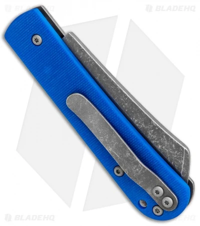Serge Panchenko Custom Slip-Joint Cleaver Titanium/Blue G-10 (2.6" Stonewash) - Image 3