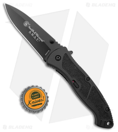 Smith & Wesson Large SWAT MAGIC Spring Assist Knife (3.75" Black Plain) SWATLB - Image 4