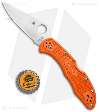 Spyderco Delica 4 Knife Flat Ground Orange FRN (2.88" Satin) C11FPOR - Image 4