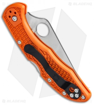 Spyderco Delica 4 Knife Flat Ground Orange FRN (2.88" Satin) C11FPOR - Image 3