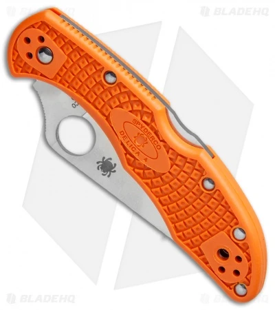 Spyderco Delica 4 Knife Flat Ground Orange FRN (2.88" Satin) C11FPOR - Image 2