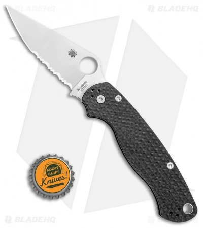 Spyderco Paramilitary 2 Knife Carbon Fiber (3.4" Satin Serr 52100) - Image 4