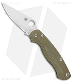 Flytanium Lotus Green Canvas + Spyderco Paramilitary 2 Knife (3.4" Satin)