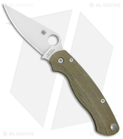 Flytanium Lotus Green Canvas + Spyderco Paramilitary 2 Knife (3.4" Satin)