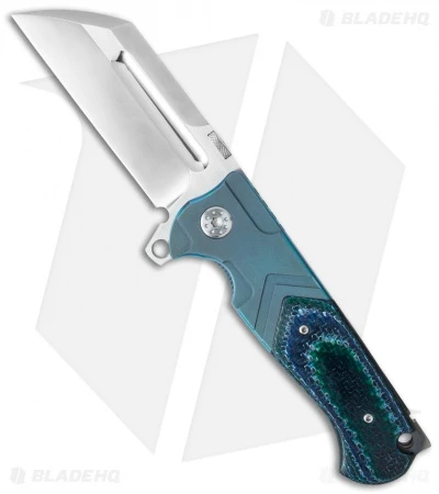 Andre De Villiers Custom Butcher V2 Knife Blue/Green Twill (3.75" Polish) AdV