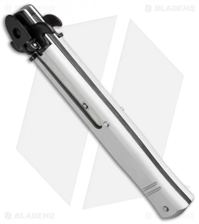 AKC Leverletto 9" Lever Lock Automatic Italian Knife Silver (4" Black Flat) - Image 3