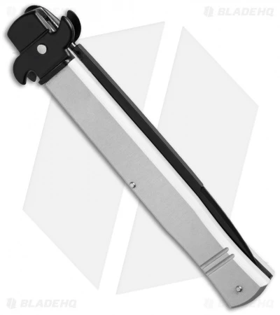 AKC Leverletto 9" Lever Lock Automatic Italian Knife Silver (4" Black Flat) - Image 2