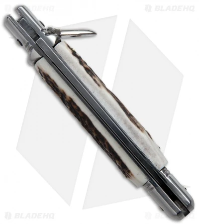 AKC Classic 8" Lever Lock Automatic Italian Knife Stag Horn (3.2" Polish) - Image 2