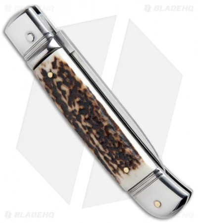 AKC Classic 8" Lever Lock Automatic Italian Knife Stag Horn (3.2" Polish) - Image 3