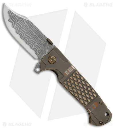 Andre De Villiers Custom Bowie Frame Lock Knife Diamond Ti (VG-10 Damascus) AdV