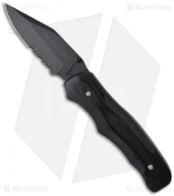 Bear OPS MC-110-B7-T-SR Black G10 Folding Clip Point Knife (3.25" Black Serr)