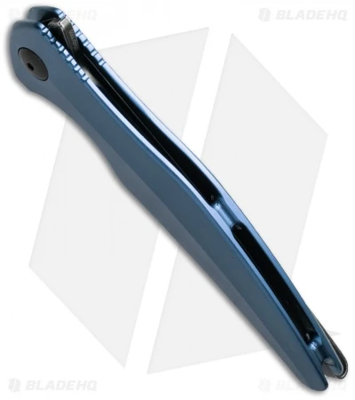 Brous Blades Sniper Flipper Liner Lock Knife Blue Aluminum (3.75" Acid SW) - Image 2