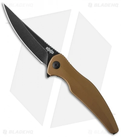 Brous Blades Sniper Flipper Liner Lock Knife Brown Aluminum (3.75" Acid SW)