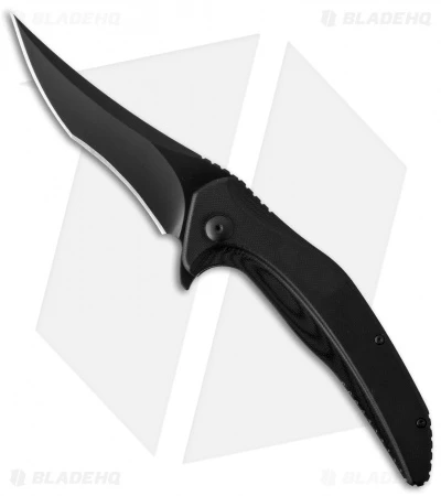 Brous Blades Vendetta Flipper Liner Lock Knife Black G-10 (4" Blackout)