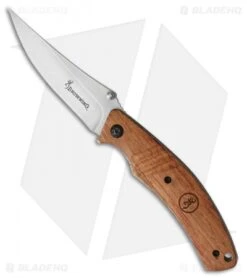 Browning Bird And Trout Manual Folding Knife Brown Wood (3.625" Satin)