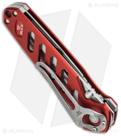Buck Knives Buck 183 Alpha Crosslock Knife Red Hoofpick (3" Satin Serr) 0183RDS - Image 2