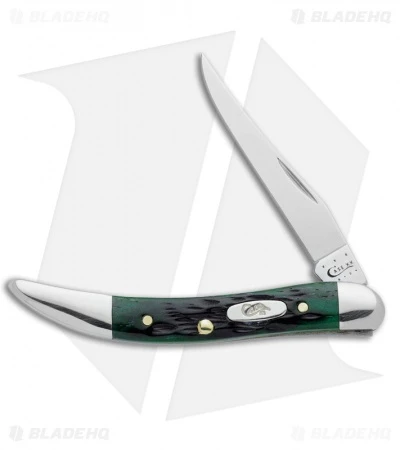 Case Small Texas Toothpick Knife 3" Bermuda Green Bone (610096 SS) 09722