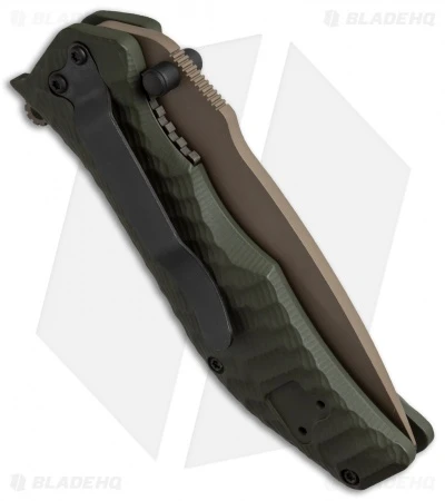 HTM Darrel Ralph Gun Hammer Torpedo Spring Assisted Knife OD Green (3.5" FDE) - Image 3
