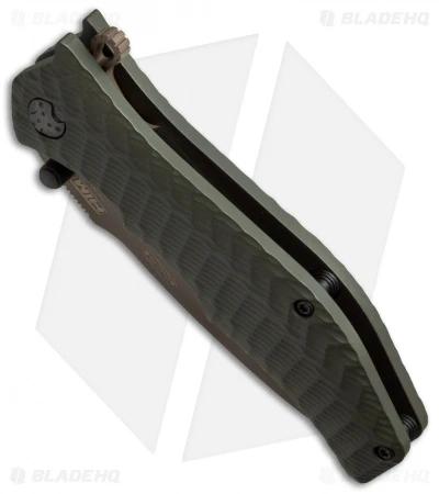 HTM Darrel Ralph Gun Hammer Torpedo Spring Assisted Knife OD Green (3.5" FDE) - Image 2