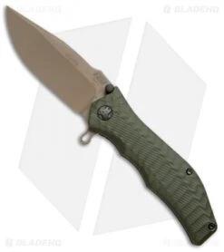 HTM Darrel Ralph Gun Hammer Bowie Spring Assisted Knife OD Green (3.5" FDE)