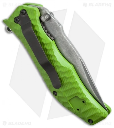 HTM Darrel Ralph Gun Hammer Bowie Spring Assisted Knife Green (3.5" Acid SW) - Image 3