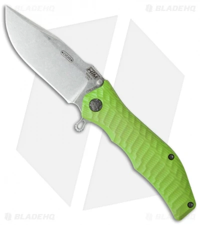 HTM Darrel Ralph Gun Hammer Bowie Spring Assisted Knife Green (3.5" Acid SW)