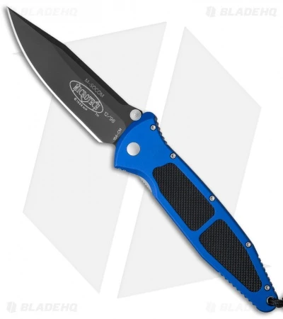 Microtech Mini Socom Manual Knife Blue Aluminum (3.25" Black) 12/1998