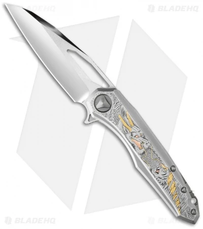 Marfione Custom Sigil Flipper Knife Dragon/Tiger Motif SS (Mirror Polish) 2015