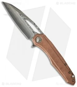 Marfione Custom Knives Sigil Flipper Knife Copper (Cowry-X/Damascus)