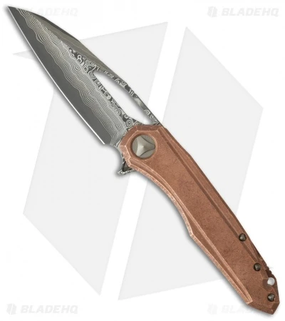 Marfione Custom Knives Sigil Flipper Knife Copper (Cowry-X/Damascus)