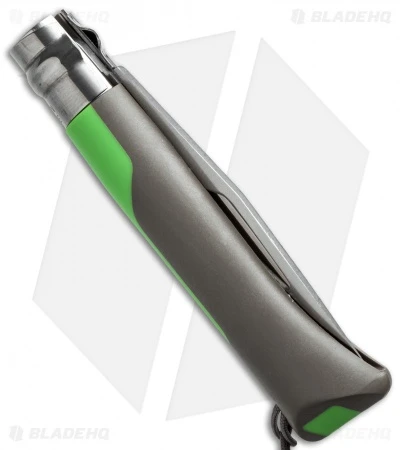 Opinel Knives No. 8 Outdoor Stainless Steel Knife Green (3.25" Satin Serr) - Image 2