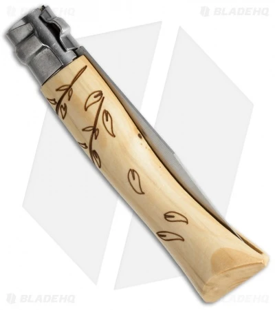 Opinel No. 7 Nature "Leaves" Stainless Steel Knife Beech Wood (3" Satin) - Image 2