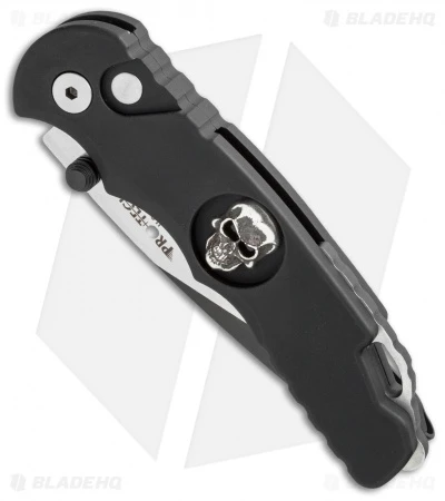 Pro-Tech Lerch TR-5 Skull Custom Spring Assisted Knife Black (3.25" Black) SA.61 - Image 2