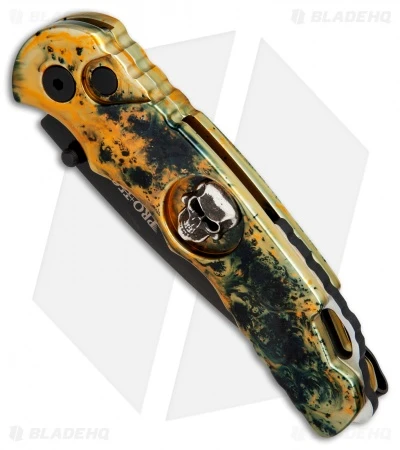 Pro-Tech Lerch TR-5 Skull Custom Spring Assisted Knife Splash (3.25" Black) - Image 2