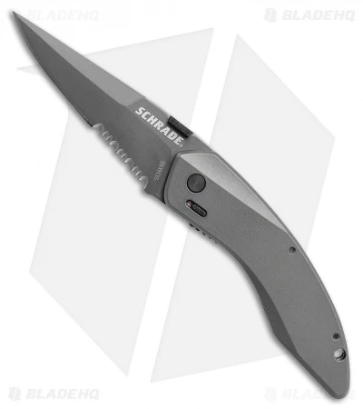 Schrade Landshark Spring Assisted Knife Gray Aluminum (3" Gray) SCHA9SCP