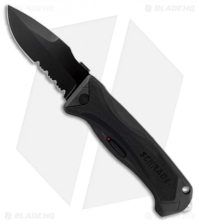 Schrade SCHA6LBS Drop Point Spring Assisted Knife (3.75" Black Serr)