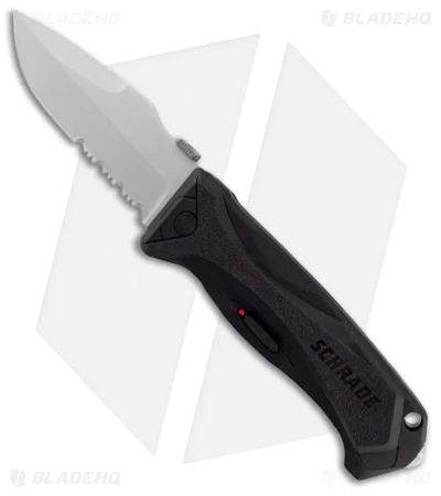 Schrade SCHA6LS Drop Point Spring Assisted Knife (3.75" Bead Blast Serr)