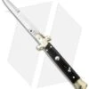 SKM 9" Italian Stiletto Automatic Knife Brass/Dark Wood (3.8" Satin Bayonet)