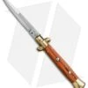 SKM AB 9" Italian Stiletto Automatic Knife Brass/Rosewood (4" Satin Bayonet)