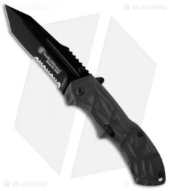 Smith & Wesson Black Ops Gray Spring Assist Tanto Knife (3.35" Serr) SWBLOP3TS