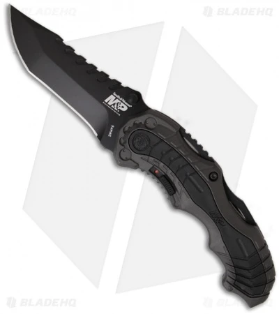 Smith & Wesson SWMP6 Grey MAGIC Spring Assisted Knife (3.4" Black Plain)