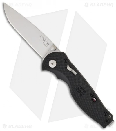 SOG Flash I Assisted Opening Knife Black Zytel (2.5" Satin Plain) FSA-7