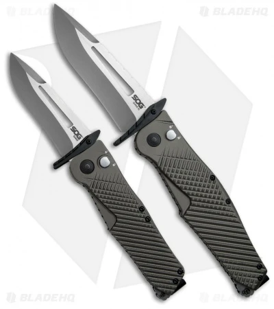 SOG Quake XL Spring Assisted Knife FDE Aluminum (4.5" Two-Tone) IM1101-BX - Image 4