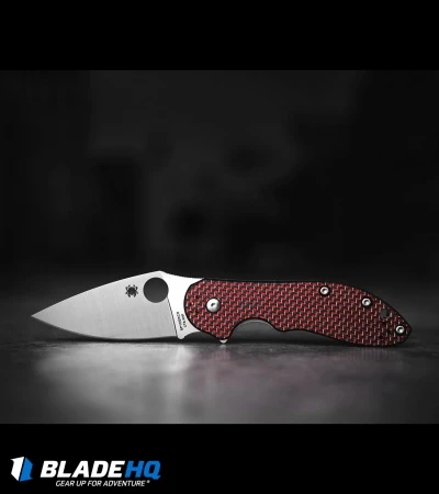 Spyderco Domino Red Weave Carbon Fiber Flipper Knife (3.13" Satin) C172CFRDTIP - Image 4