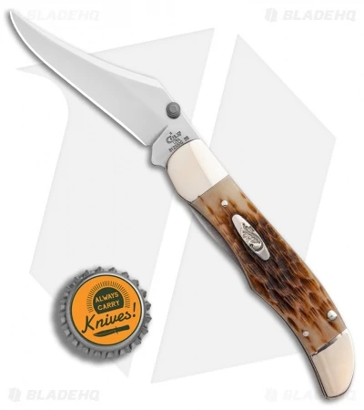Case Kickstart Mid-Folding Hunter Assisted Knife Jigged Amber Bone (61265AC SS) - Image 4