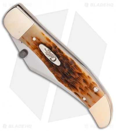 Case Kickstart Mid-Folding Hunter Assisted Knife Jigged Amber Bone (61265AC SS) - Image 3