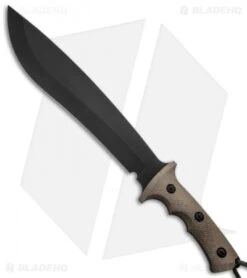 Treeman Knives Combat Machete Fixed Blade Knife Green Micarta (12" Black Plain)