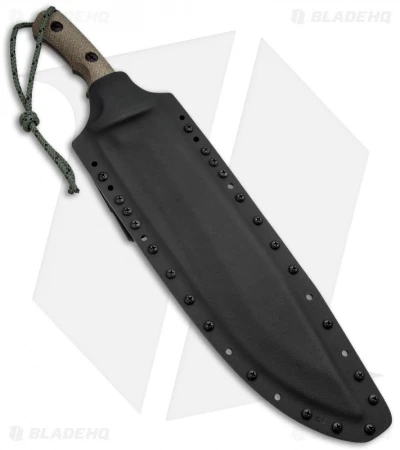 Treeman Knives Combat Machete Fixed Blade Knife Green Micarta (12" Black Plain) - Image 2
